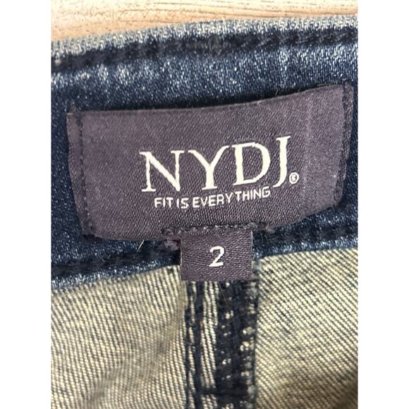 NYDJ Women’s 2 Sherri Slim Medium Wash Distressed Blue Denim Jeans - Picture 3 of 4